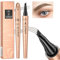Eyebrow Pen,Waterproof Ink Gel Tint Drawing Eyebrow Pencil with Four Tips, Natural Looking Brows Stay on All Day (Light Coffee)