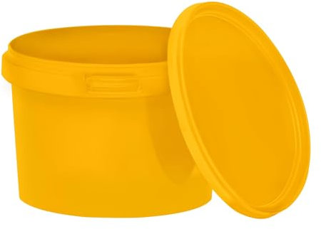 BenBow Eimer mit Deckel gelb 100x 0,5 Liter - lebensmittelecht, stabil, luftdicht, auslaufsicher, geruchsneutral - Aufbewahrungsbehälter aus Kunststoff, mit Henkel - leer