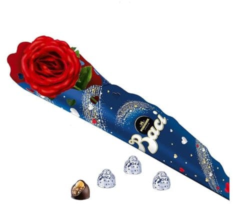 Rosa Rossa Baci Perugina + 75 gr di Baci Perugina - Un Doppio Regalo per San Valentino, Cioccolato e Nocciole, Momenti Dolci e Romantici - CoCoCiok