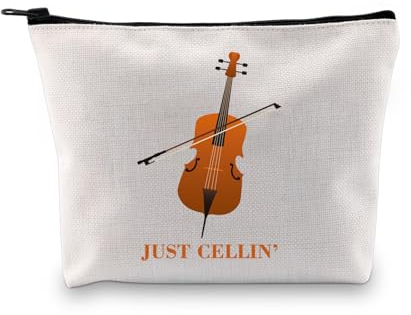 PLITI Cello Geschenk Cello Player Geschenk Cello Musik Lehrer Geschenke Just Cellin' Lustige Cello Make-up Tasche Cellist Musiker Geschenk, Just Cellin Bagu, modisch