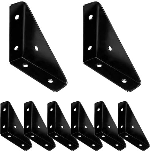 8 PCS Triangle Corner Brackets for Furniture Fastening and Connection (Black)