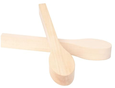 KICHI 2 Pack Wood Carving Spoon Blank Beech Unfinished Wooden Craft Whittling Kit for Beginner Kids Durable Easy to Use