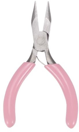 HARFINGTON Mini Needle Nose Pliers 3 Precision Jewelry Plier with Pink Plastic Handle for DIY Crafts Jewelry Making