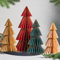 SUNBEAUTY 4 Stück Tischdeko Weihnachten Braun Papier Weihnachtsbaum Deko Grün Papier Waben Papierbäume Rot Weihnachtsdeko Innen Hellrosa Wiederverwendbar Christmas Deko