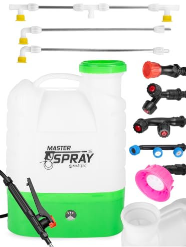 MalTec Akku Drucksprüher Rückenspritze 16L für Düngemittel Spitzenset Garten mit Schlauch Tragegurt für den Pflanzenschutz
