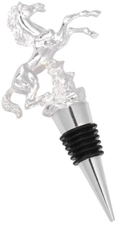 Alipis Lot de 1 Pc bouchon bouteille vin réutilisables pour bouteille de vin, bière, spiritueux Forme de cheval argenté