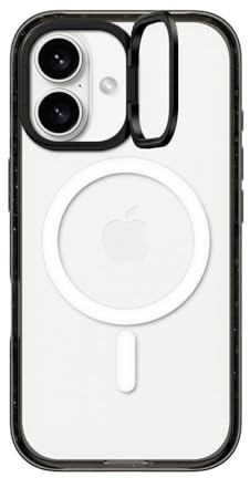 CASETiFY Schutzhülle für iPhone 16, mit Ständer, 2 m, 3 x Fallschutz in Militärqualität, kompatibel mit Magsafe, transparent schwarz