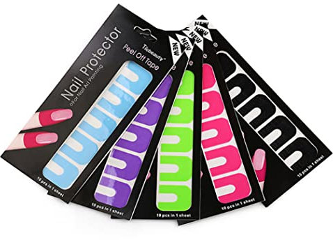 Nail Polish Protector For Fingers, 5 Sheet Disposable Peel Off Sticker Tape Manicure Tool Anti Overflow Wrap Nail Protector For Nail Art Painting, Gradients, Stamping(10PCS/Sheet)