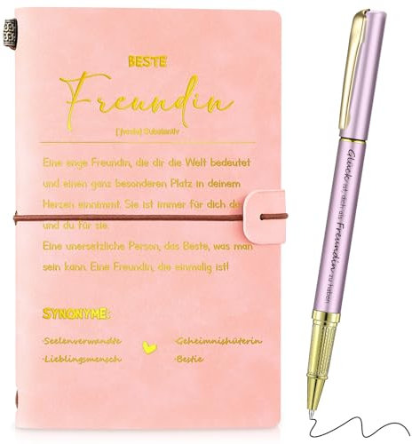 Clabby Beste Freundin Geschenk Inspirierendes Leder Notizbuch mit Stift A6 Kleines Reise Tagebuch Freundschaftsgeschenke Geschenke für Freundinnen