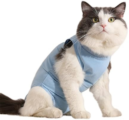 Eyeleaf Body Katze nach der Operation, Sterilisation, Katzen-Strampler nach Operationen, für Bauchwunden oder Hautkrankheiten, um das Lecken von Wunden zu verhindern (Blau, S)
