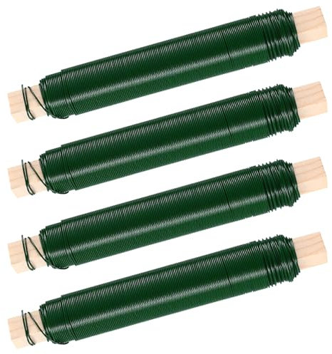 4 Rotoli x 40 m Filo di Ferro Zincato per Piante, Fil di Ferro Modellabile, Filo di Ferro per Fioristi, Filo da Giardino Verde Flessibile Filo di Ferro da Giardinaggio Fiori Piante (Totale 160 m)