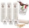 Caffetti Lot de 150 verres à café 3 oz + 150 palettes, gobelets 90 ml en papier, fabriqués en Italie, palettines jetables en bois bouleau recyclables, pour restaurants, bureau, à emporter, bar,