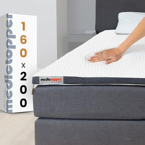 Medic Topper160x200cm - Luxuriöse Topper-Matratzenauflage mit kühlendem Gel und Memory-Schaum für ultimativen Schlafkomfort und Rückenschmerzlinderung - Ideal für jedes Schlafzimmer
