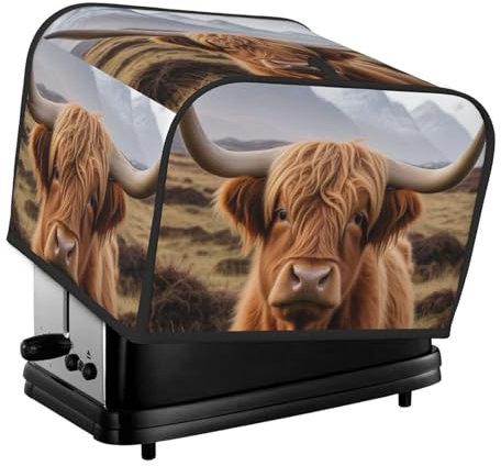 Highland Cow Toaster Cover Bread Machine Cover Fits For 4 Slice Toasters Anti-Sputtering Bread Cover Washable Bread Maker Cover Dust Cover
