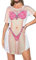 Beach Cover Up for Women Baggy Bikini Swimwear Short Sleeve Beachwear Shirt Dress(Pink,M)