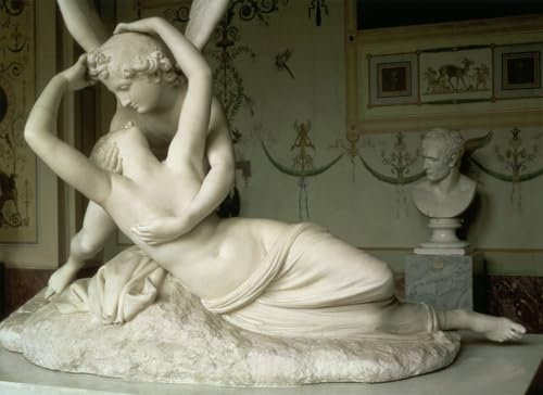 YIMACBJXX Berühmte Gemälde Leinwand Wandkunst Kunst Poster Amor und Psyche von Antonio klassischer Kunstdruck für Schlafzimmer Home Decor 60x90cm