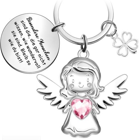 Aoriher Schutzengel Glücksbringer Schlüsselanhänger mit Gravur Mutmacher Geschenk Schulanfang Prüfung Geschenk Abschiedsgeschenk für Kollegen Freund Weihnachten(Besondere Menschen)