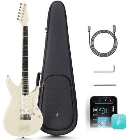 Electric Guitar Inspire 39 Smart Electric Carbon Fiber Guitarra with 15W Wireless Speaker, 20 Distinct Tones, Onboard Presets, Charging Cable, Adjusting Wrench, and Gig Bag