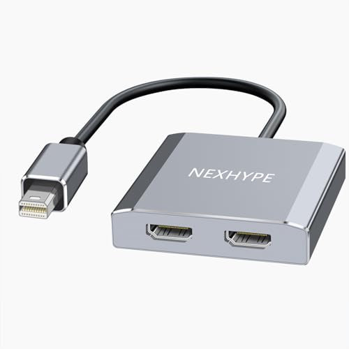 Mini Displayport to Dual HDMI Splitter Adapter,4K@60Hz Mini DP to 2 HDMI Hub Multi Stream Transport Support 4K@60Hz Resolution Support MST、SST