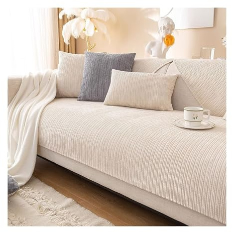 GGCYGG Sofa Überzug rutschfest,Off White,110x160cm | Sofa Cover Non-Slip, Maschinenwaschbar, Haustierfreundlich, Geeignet für 1 2 3 4 Sitzer sofabezug U-Form L-Form Ecksofa