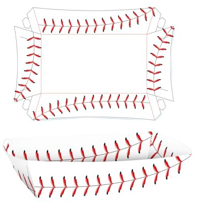 Fußball-Party Pommes-Schalen, 12 Pcs Einweg-Papierteller mit Basketball- und Rugby-Motiv, Fußball Papiertabletts Snack Serviertablett für Fussball Deko Geburtstag (Baseball)