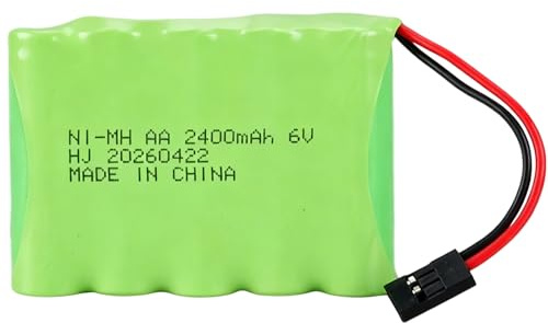 2400mAh 6V NiMH Receiver Battery with Hitec Connectors, Compatible with Futaba, JR Radio Transmitters, Servo Controllers. Ideal Replacement Battery for RC Airplanes, Aircraft and Helicopters