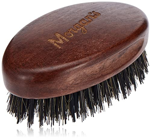 Morgan's Pomade Large Beard Brush, Traditional Shaped Military Style Beard Brush, with Natural Bristle and Synthetic Fibres and Wooden Handle