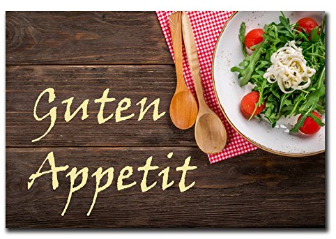 Homeyourself Hochwertiges Metallschild 30 x 20 cm aus Alu Verbund Guten Appetit Deko Schild Wandschild