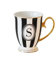 Bombay Duck Alphabet Stripy Mug Letter S Black/White with Gold handle