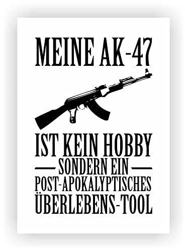 Samunshi® Meine AK-47 ist kein Hobby Poster Plakat Deko Jugendzimmer Kunstdruck DIN A1 59,4x84,1cm weiß/schwarz