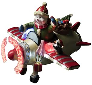 Konstsmide 4201-000 Christmas Lights Snowman in Plane/Sound Activated Motif/Battery Operated: 3Xaa (Excl.)/ Warm White Diodes, Red, 17.0 cm*21.0 cm*25.0 cm