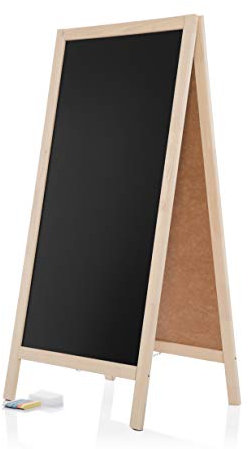 AZZAP Kundenstopper 120cm Holz Tafel Aufsteller Werbetafel Standtafel Schreibtafel Holztafel Werbung Natur