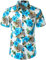 JOGAL Men's Flower Casual Button Down Short Sleeve Hawaiian Shirt Small UK-A335 BlueHibiscus