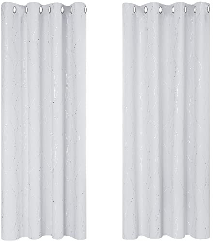 Deconovo Tende Camera da Letto Oscuranti, Tende per Salotto Eleganti con Anelli Termiche Isolanti, 140x138 CM (Larghezza x Altezza), Grigio Perla, 2 Pannelli