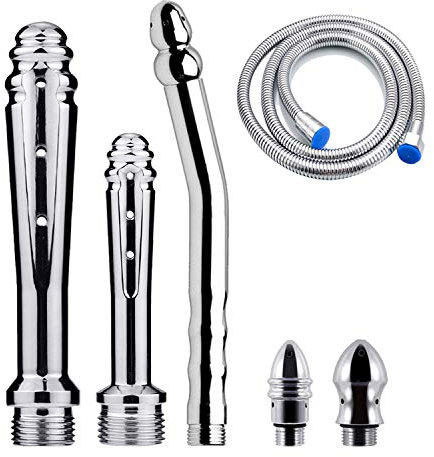 Metal Enema Shower Heads,Shower Enema Nozzle System - with 59 inch Hose Handheld Shower for Colonic Cleanse Kit (3 Style)