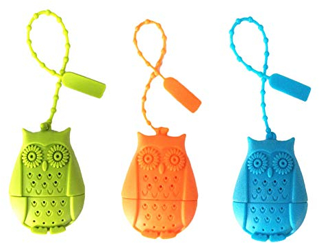 Tvoip 3Pcs Food Grade Silicone Tea Infuser Filter Creative Cartoon Owl Tea Strainer Container Reusable Tea Bags Teapots Accessories