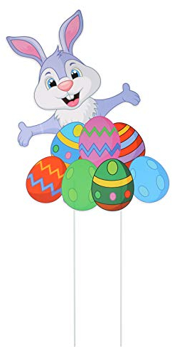 Gartenstecker Ostern Bunte Hase Eier Muster Hof Schilder Requisiten Dekorationen für Garten Hof Rasen Außenbereich