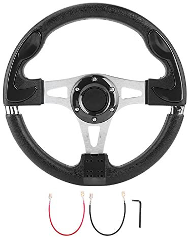 Volant de course, 320mm / 12.5in en Fiber de carbone PVC cuir voiture Sport volant dérive de course avec bouton de klaxon accessoire universel(noir)