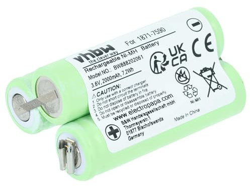 vhbw Batterie Remplacement pour Moser 1871-7590 | pour tondeuse à cheveux (2000mAh, 3,6V, NiMH)