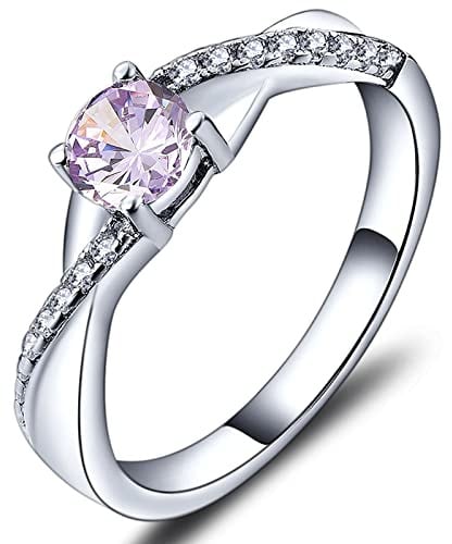 YL Verlobungsring Ehering 925 Sterling Silber mit Alexandrit Zirkonia Juni Geburtsstein Unendlichkeit Ring für Damen（Größe 62）