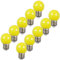 Aiwerttes 10er Pack Farbe LED Birne E27 G45 2W,AC 220V-240V GolfBall Laterne Glühbirnen Farbe Gelb,Verwendet für Outdoor Indoor Lichterketten