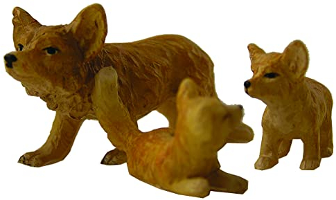 BTV 3X kleine Füchse, braun-Mehrfarbig im Set, 3 Figuren aus Kunststein, Größe max. 2,2 cm, Setpreis - für Weihnachtskrippe - für 5-10 cm Figuren