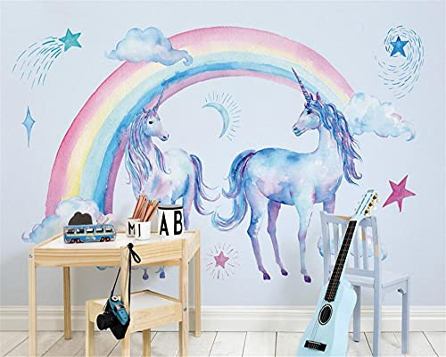 MUMUWUSG Carta Da Parati Personalizzata 3D Moda Arcobaleno Animale Unicorno Carta Da Parati Murale Tv Fotomurali Murale Adesivo Muro Adesiva Moderna Camera Da Lett 200X150Cm