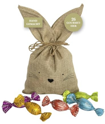 Lauensteiner bunte Schokoladen Ostereier Auslese mit Alkohol im trendigen Ostersäckchen | 400g, 12-fach sortiert | Perfektes Ostergeschenk für Männer oder Frauen