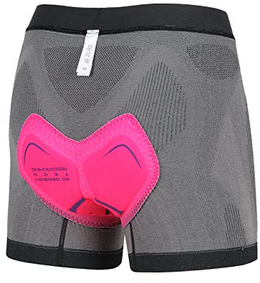 ZLRS Radunterhose Damen Fahrradhose Gepolstert 4D Atmungsaktiv Radlerhose Unterwäsche Fahrradunterhose Fahrradslip Fahrrad Unterhosen Rosa M