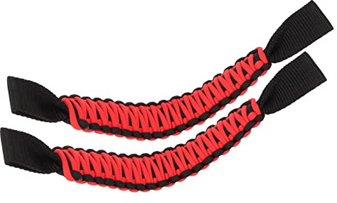 Paracord Griff , 29 , 6 cm Mehrzweck Kratzfester Kopfstützen Haltegriff Komfortabler Griff , rutschfest für Auto , SUV , ATV , UTV , Wohnmobil(Schwarz Rot)