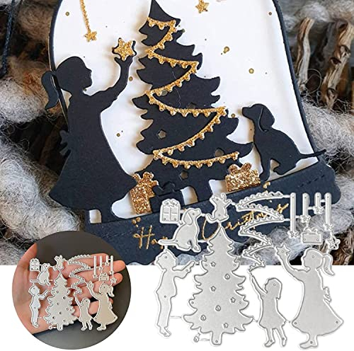 Weihnachtsbaum Kinder Hund Stanzformen für Kartenherstellung, Stanzformen, Schablonen für DIY, Scrapbooking, Fotoalbum, dekorative Prägepapier