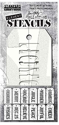 Tim Holtz Element Stencils 12/Pkg-Christmas