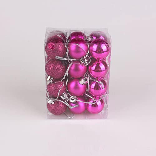 24 unids/Set 12 Colores Adornos navideños con Purpurina Bola de Adorno Fiesta hogar jardín decoración para árbol de Navidad decoración-Fucsia