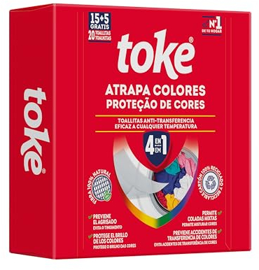 TOKE | Toallitas Atrapa Colores Tejidos | 20 Uds | Anti - Transferencia | Absorbe Partículas de Color | Previene el Agrisado | Coladas Mixtas | Toallitas Origen 100% Natural | Reduce Coladas